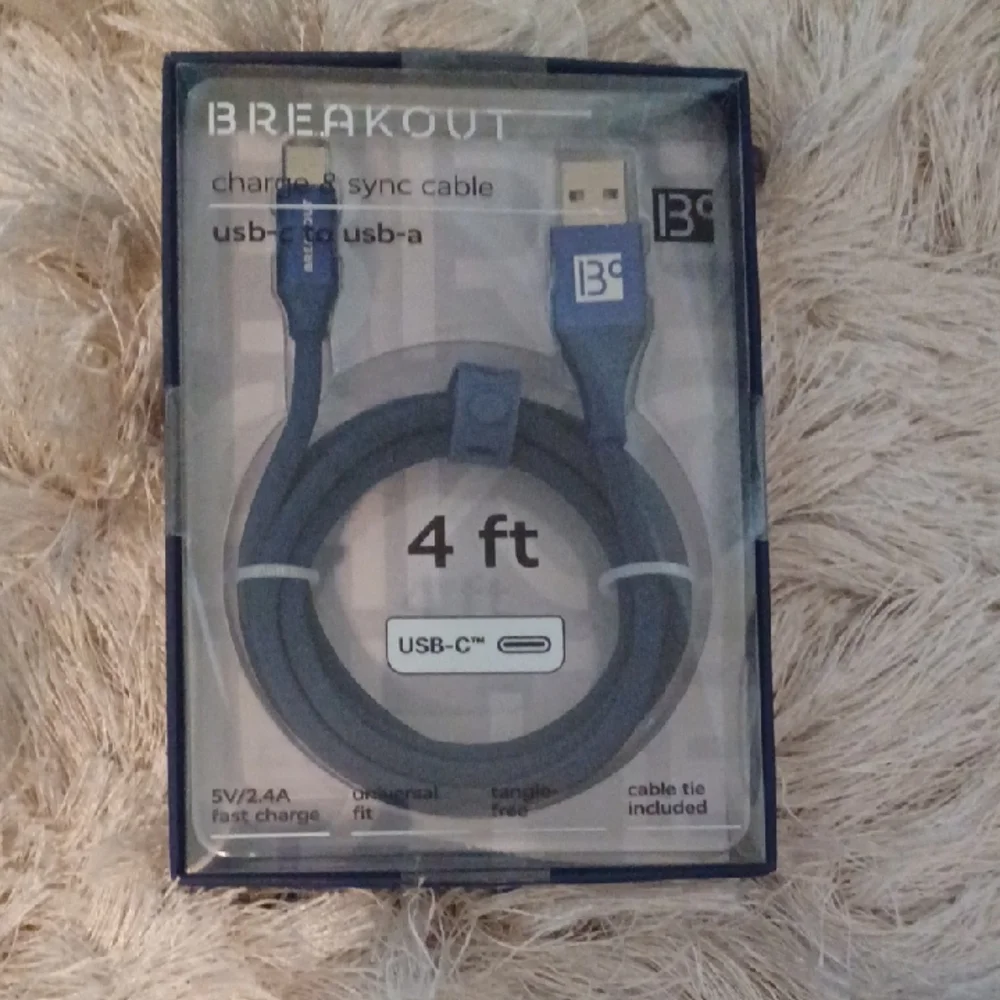 4 ft USB-C to USB-A Charge & Sync Cable - Blue